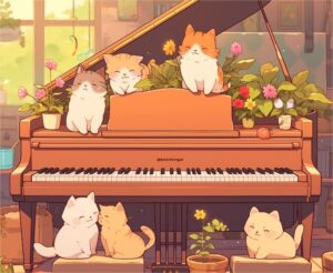 grand-piano-drawing-300x246 drawing of a grand piano with cats