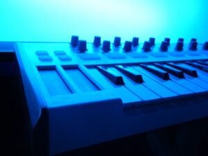 a digital and electronic piano