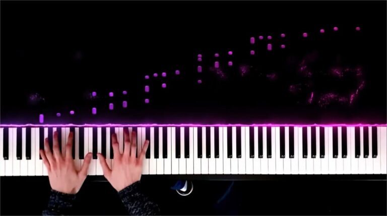 Playing piano with nice particles effects